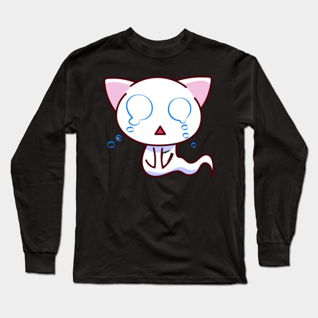 Cat Ghost Crying Long Sleeve T-Shirt by kyokyyosei